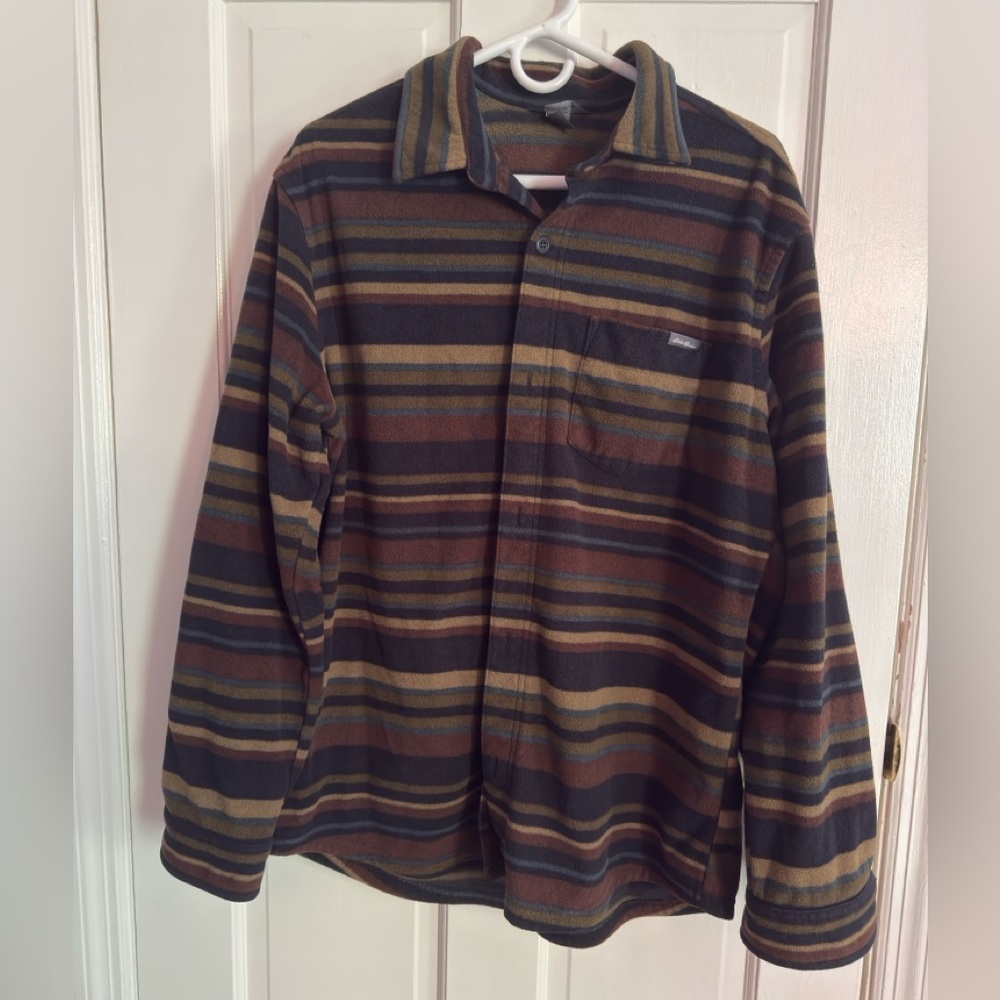 Eddie Bauer Striped Fleece Shirt Jacket